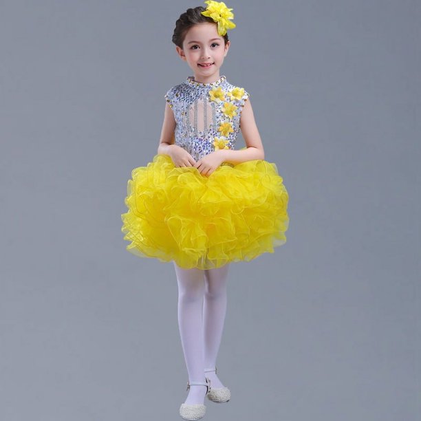Disfraces de actuación para niños Falda de princesa de hada de las flores para niñas Falda de baile para niños Vestido de coro de estudiantes Falda con bolsa de pastel