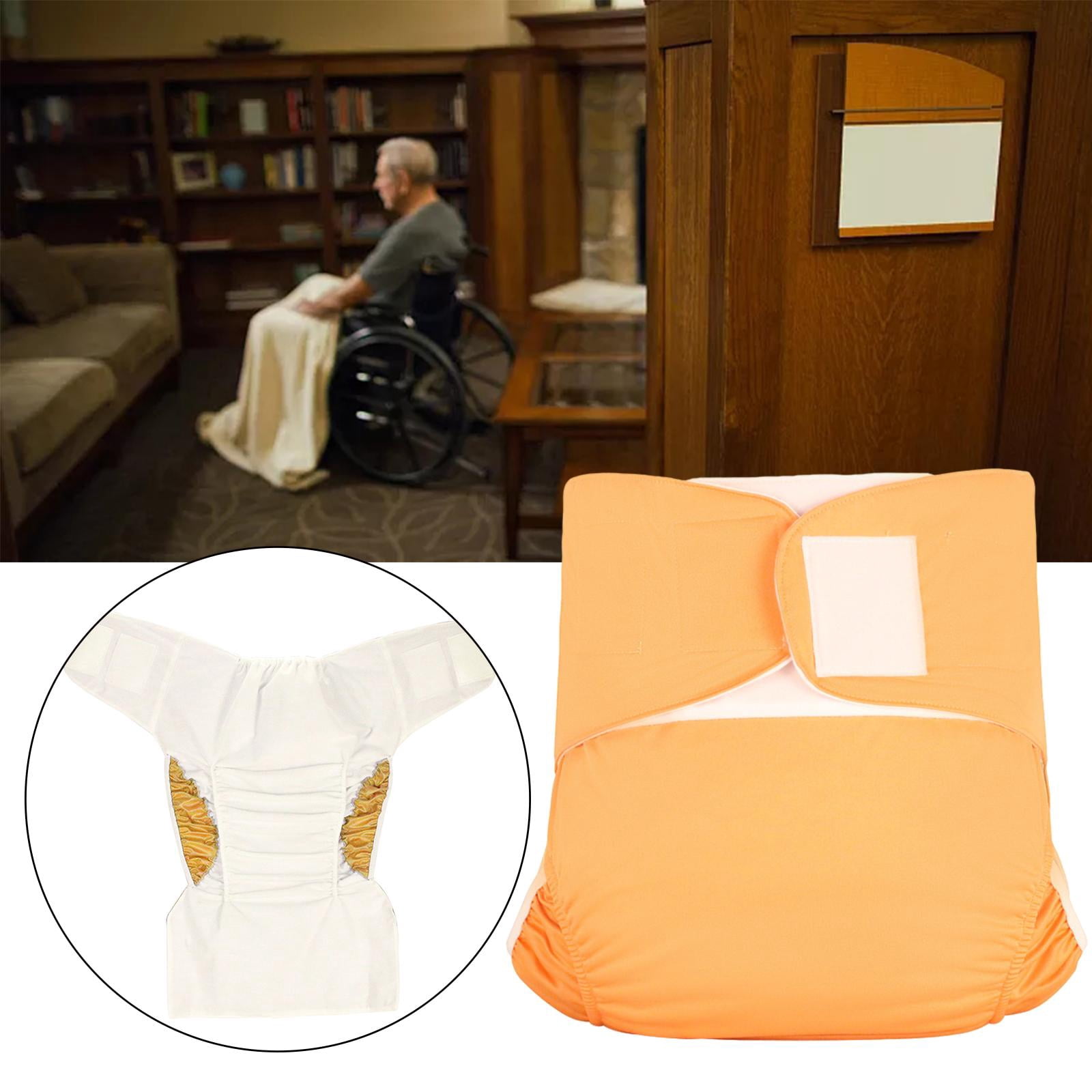 Adults Cloth Diaper ,Adjustable ,Washable Heavy Absorbency ,Elastic Economical Protection for Elders Disabled Old Incontinence , Adjustable Waist Size