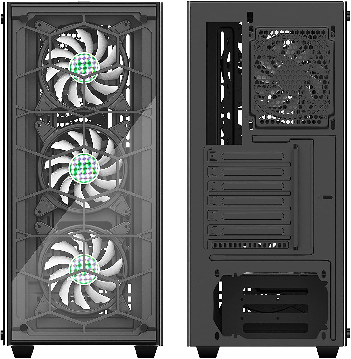 MUSETEX ATX Mid-Tower Chassis 6 ARGB Fans Pre-Installed USB3.0 with Voice Remote Control & 2 Translucent Tempered Glass Panels, Decent Cable Management Airflow Gaming PC Case Computer Case（907-MS6）