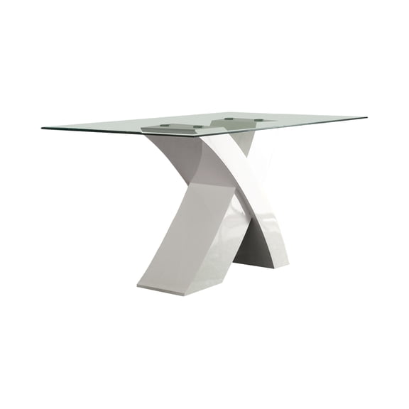 ACME Pervis Dining Table, White & Clear Glass