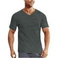 thumbnail image 6 of 2 Pack Mens V Neck T-Shirts Athletic Workout Short Sleeve Stretchy Slim-Fit Tees Tops Pullover Solid Color Casual Breathable Running Tshirts, 6 of 8