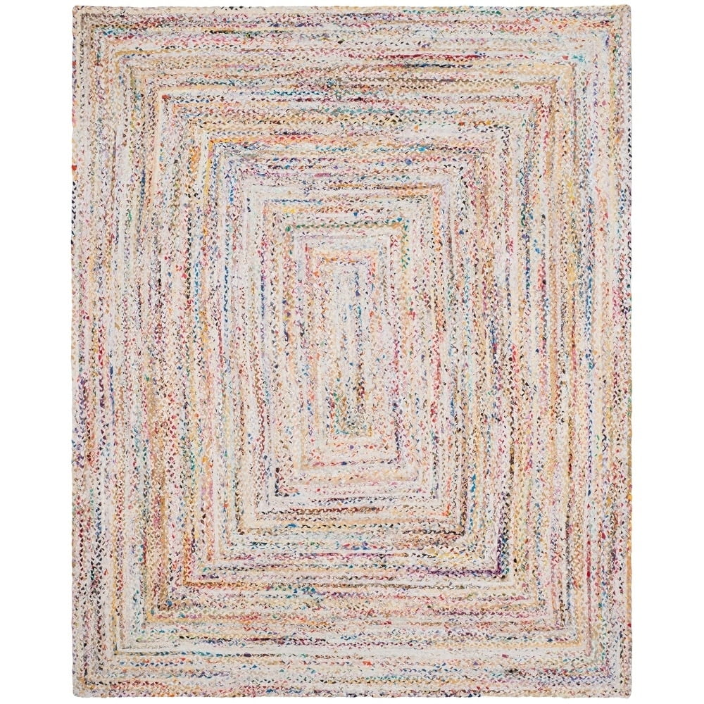 SAFAVIEH Braided Quincy Geometric Cotton Area Rug, Ivory/Multi, 11' x