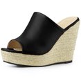 thumbnail image 1 of Alpargatas Para Mujeres Plataforma Abierta Con Tacón De Cuña Negro-1 36, 1 of 7