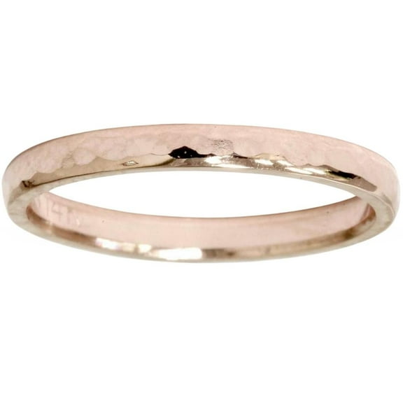 Pompeii 2mm 14K Rose Gold Hammered Stackable Wedding Band (,)