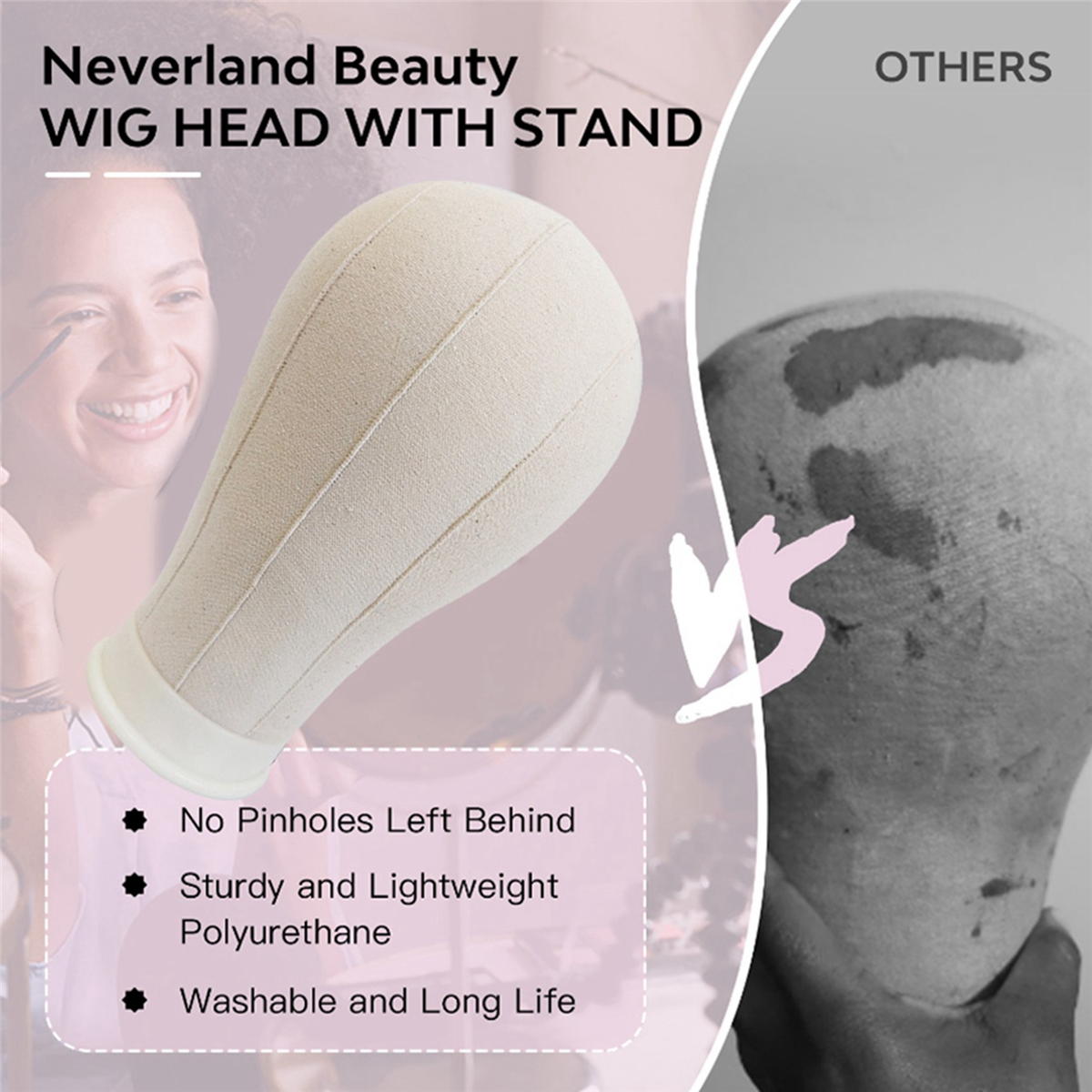 2pcs 24 Inches Mannequin Canvas for Hair Extension Lace Wigs Making and Display Styling Mannequin Manikin