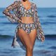 thumbnail image 2 of Trajes de Baño de Bikini de Mujer con Correas Impresas V Sexy Split Set de Tres Piezas, Diseño de Corte Alto para la Piscina de Playa Y las Vacaciones de Verano, 2 of 9