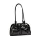 thumbnail image 3 of Bolso de hombro de piel sintética para mujer, bolso de mano con cremallera, elegante bolso para la axila. Negro, 3 of 9