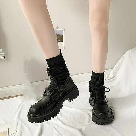 

YOTAMI Shoes for Women Women Soft Comfortable and Breathable Retro Shoes Thick Heel Boots Black