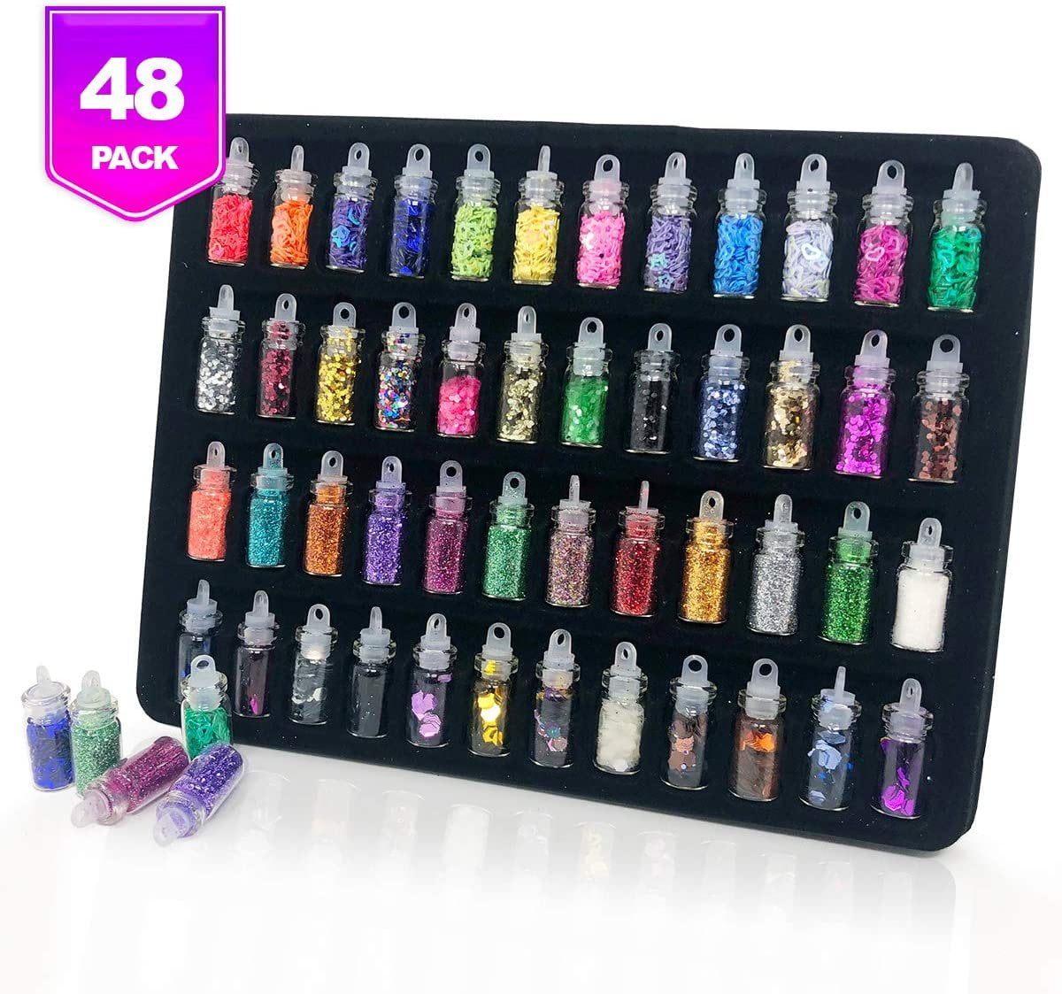 Pixiss Multi-color Extra Fine Glitter 48 Pack