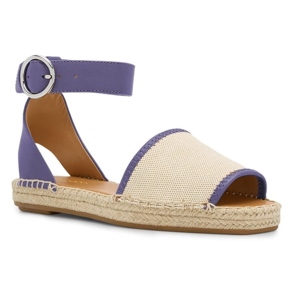YDN Women Comfortable Open Toe Flats Sandals Strap Buckles Two Toned Wedge Low Heels Shoes Summer Daily Party Size 7 Purple