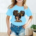 thumbnail image 2 of LUOGENLI T-Shirt pour Filles Enfant Filles Mignon Mode Imprimé Col Rond Ample Manche Courte Tee Été Décontracté T-Shirt Hauts Chemises pour Filles Tendance Printemps Bleu 8-10 Ans, 2 of 5