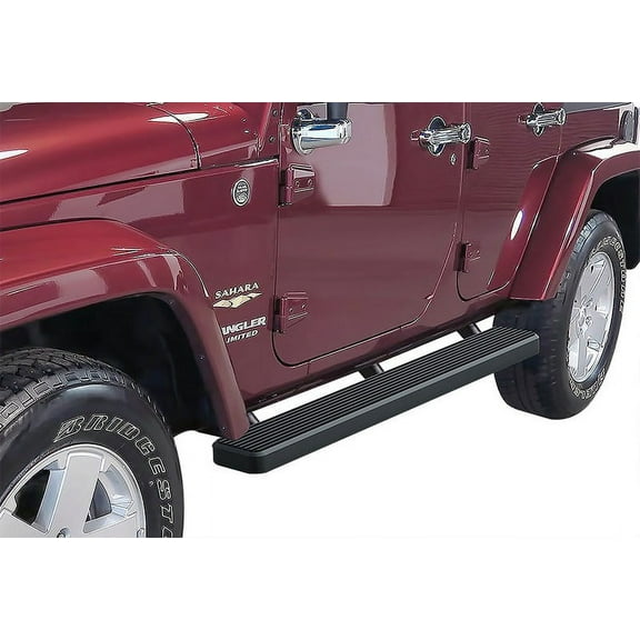 2007-2018 Jeep Wrangler JK 4 Door (Factory Side Bars or rock rails have to be removed) Black Finish 5 Inch Door to Door Side Bar Side Step Running Board