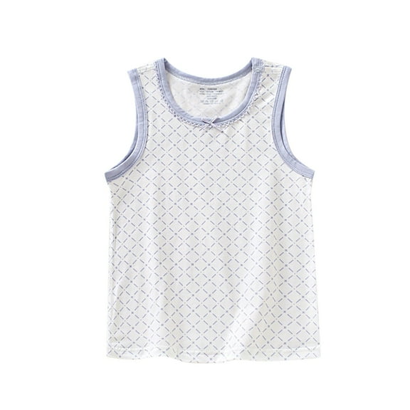 ZACPNCV Tank Top for Girls Summer Crewneck Tank Top Grid Prints Undershirts Underwear Light Blue 4-5 Years