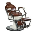 thumbnail image 4 of FRANKLIN Vintage Barber Chair, Reclining Heavy Duty Barber Chair, Brown Seat White Frame, 4 of 7