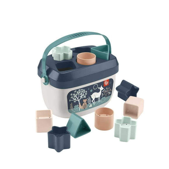 Fisher-Price Juguete apilable Primeros bloques para bebé, juego de 10 formas para clasificar juegos para bebés a partir de 6 meses, Navy Fawn