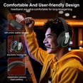 thumbnail image 2 of Wireless Gaming Headset, 2.4G/Bluetooth Gaming Headphones with Detachable Noise Cancelling Mic, RGB Over Ear Headphones with Stereo Bass Surround, 3.5mm Wired for PS4 PS5 Xbox PC, Black, 2 of 7