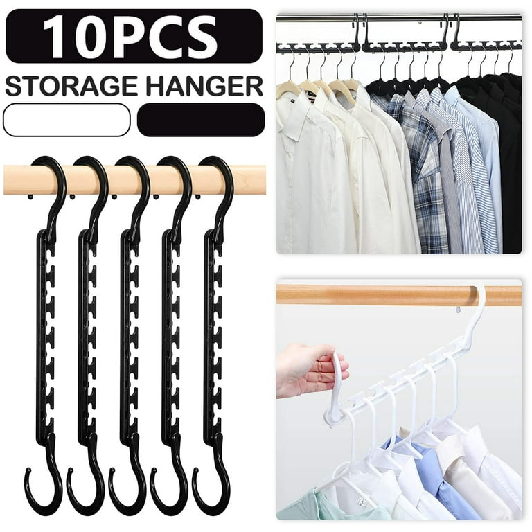 Metronic Plastic Space Saving Hangers, Hanger Organizer, Closet Organizer,  10 Pack, Black