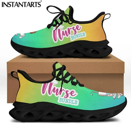 

New Style Ladies Lightweight Platform Nursing Flat Shoes Cartoon Nurse Syringe Gradient Design Women Mesh Sneakers