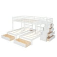Triple Bunk Bed Frame, KOSBON Full Over Twin & Twin Bunk Bed, Wood