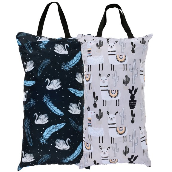 2 Pack Wet Dry Bag with Double Zippered Pockets Hanging Cloth Diaper Bag with Handle Portable Cloth Diaper Wet Bag Leakproof Wet Dry Diaper Bag Large Wet Clothes Bag for Swimming Suit Traveling