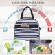 thumbnail image 4 of Fotbe Navy Blue And White Stripes Bolsa de Almuerzo con Estampado, Lonchera Aislada, Contenedores de Comida Reutilizables Tipo Cooler a Prueba de Fugas, 4 of 7