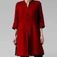 thumbnail image 4 of Hauts d'Été pour Femmes, 2024 Cardigans d'Entraînement Grande Taille Chic Décontracté Cardigan en Coton et Lin pour Femmes Mi-Long Mince Mince Taille Mince Manche Mince Chemise Cardigan Rouge, 4 of 5