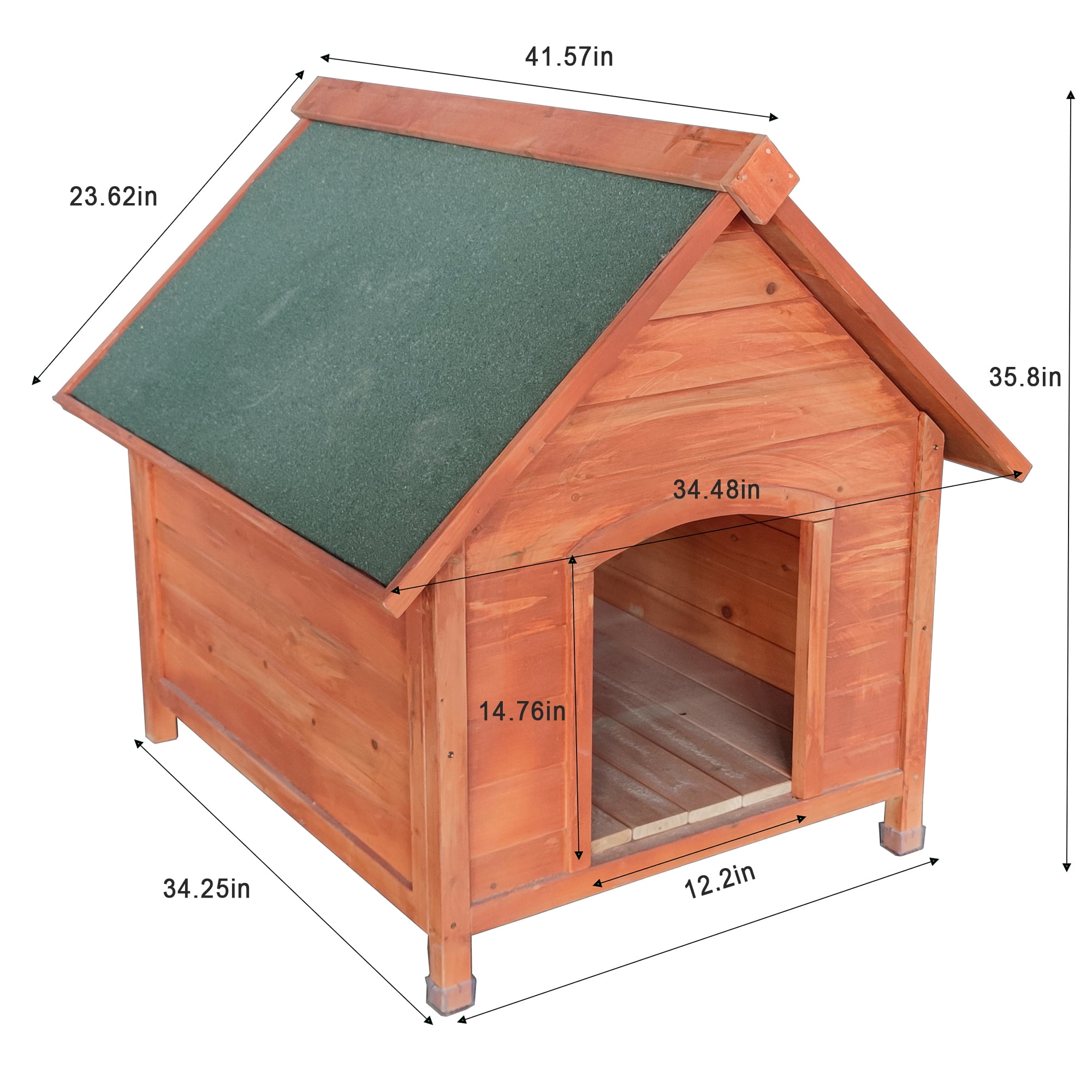 Pefilos 35" Wooden Dog House for Outdoor Puppy Shelter Kennel Dog Crate Pet House, Orange Pefilos 35" Wooden Dog House for Outdoor Puppy Shelter Kennel Dog Crate Pet House, Orange