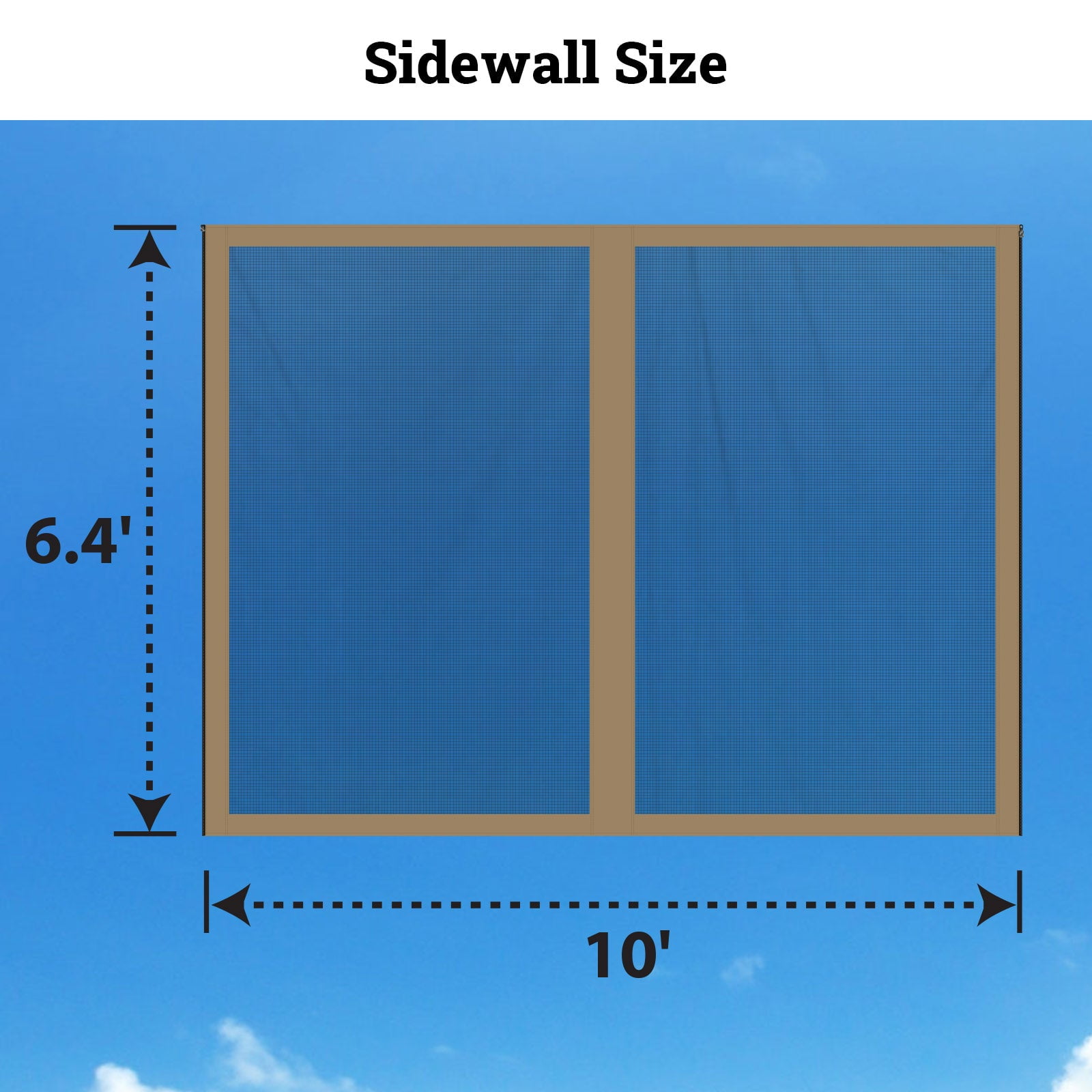 ALUVIERA Replacement Mosquito Netting for 10' x 10' Gazebo, Zippered Mesh Sidewalls Only, Pack of 4 (10' L X 6.4' W for 10' x 10' Gazebo, Tan)