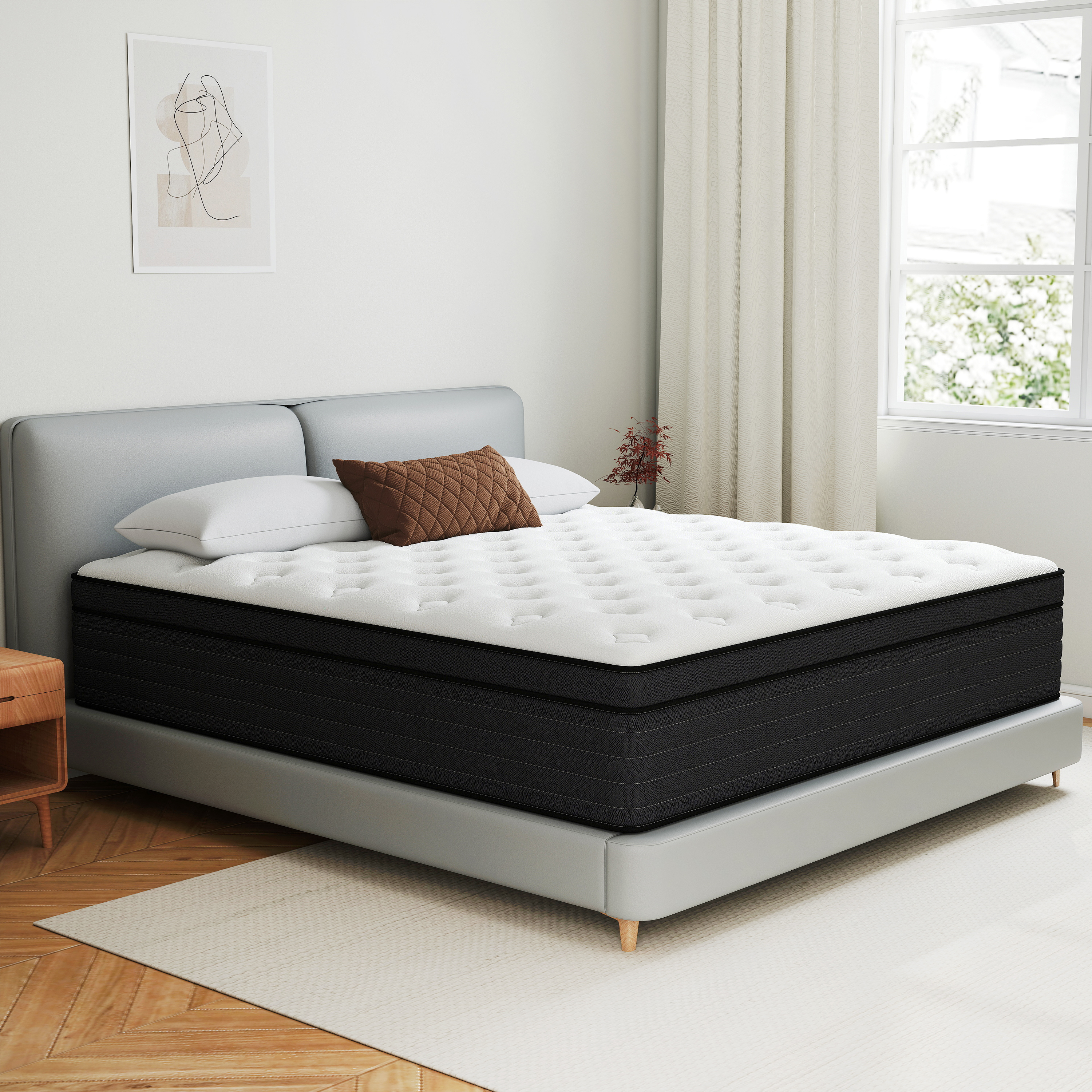 lemontalking 8" Twin Hybrid Mattress CertiPUR-US Certified Memory Foam Pocket Spring Mattress Medium Firm in a Box