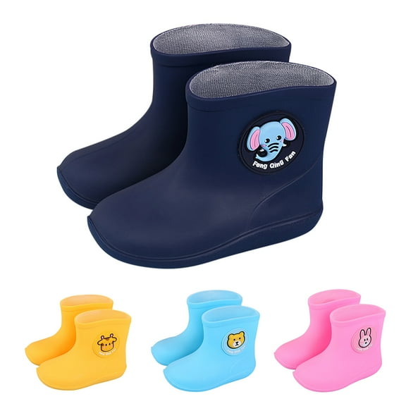 Otqutp Kids Rain Boots for Boys Girls PVC Cartoon Rubber Rain Non-Slip Shoes Waterproof Baby Easy-On Lightweight Boots