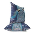 thumbnail image 4 of Enchanted Peacock Indoor/Outdoor Pillow in Indigo 28x28, 4 of 5