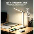 thumbnail image 4 of JOUALY Foldable LED Eye Caring Desk Lamp with 2 AC Outlets & 2 USB Charging Ports, Space Saving Table Lamp with Detachable Phone Holder, Power Strip Reading Light for Dorm Bedroom Home Office Study, 4 of 5
