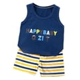 thumbnail image 1 of Ulanda Ensemble Camisole et Short pour Filles en Tissu de Coton, Design Sans Manches à Col Rond, Shorts à Taille Élastique, Tenue Décontractée 2 Pcs (Marine, 2-3 Ans), 1 of 8