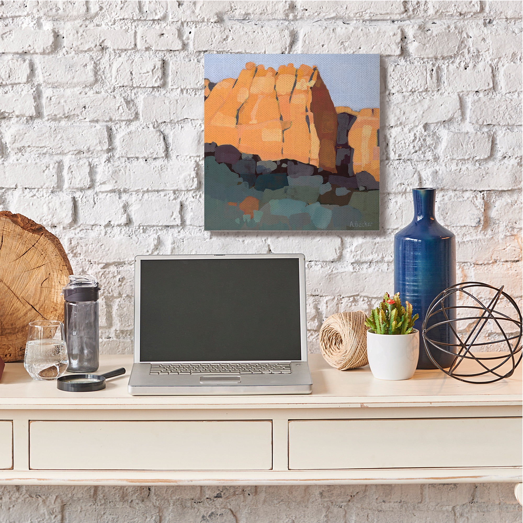 Stupell Industries Canyon Side Abstract Landscape Southwestern Mountains Canvas Wall Art, 24 x 24, Design by Anne Becker