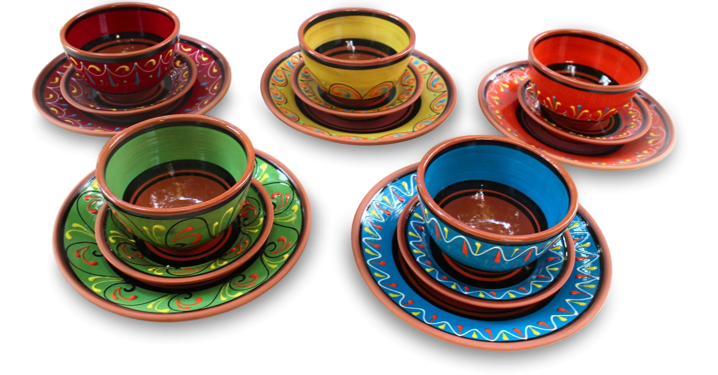 Cactus Canyon Ceramics Spanish Terracotta 5-Piece Small Salsa Bowl Set (European Size), Sevilla