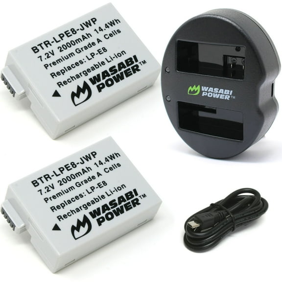 Wasabi Power Battery (2-Pack) and Dual Charger for Canon LP-E8