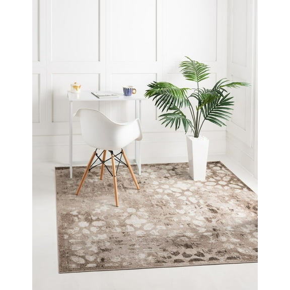 Rugs.com Monte Carlo Collection Rug – 8' Square Brown Medium Rug Perfect For Living Rooms, Kitchens, Entryways