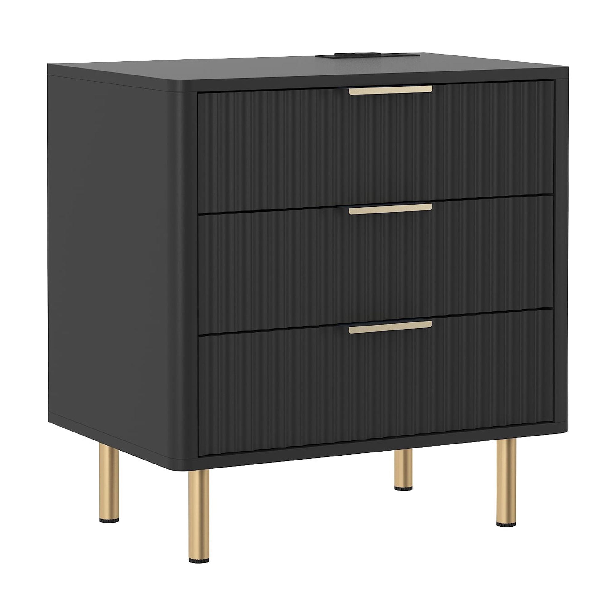 Nightstand with Charging Station, Smart Nightstand with Night Light, Modern Night Stand with Storage Cabinet for Bedroom