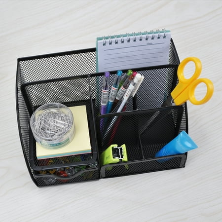 7 Storage Compartments Multi Functional Mesh Desk Organizer Pen