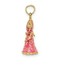thumbnail image 2 of Auriga 14k Yellow Gold 3-D Moveable Enamel Pink Floral Dress w/ Shoe Charm for Women, 2 of 6