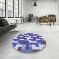 thumbnail image 4 of Ahgly Company Machine Washable Indoor Round Transitional Jeans Blue Area Rugs, 6' Round, 4 of 7