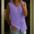 thumbnail image 5 of Women's Sleeveless V-Neck Linen Tank Top, Solid Color Casual Summer Blouse, 5 of 7