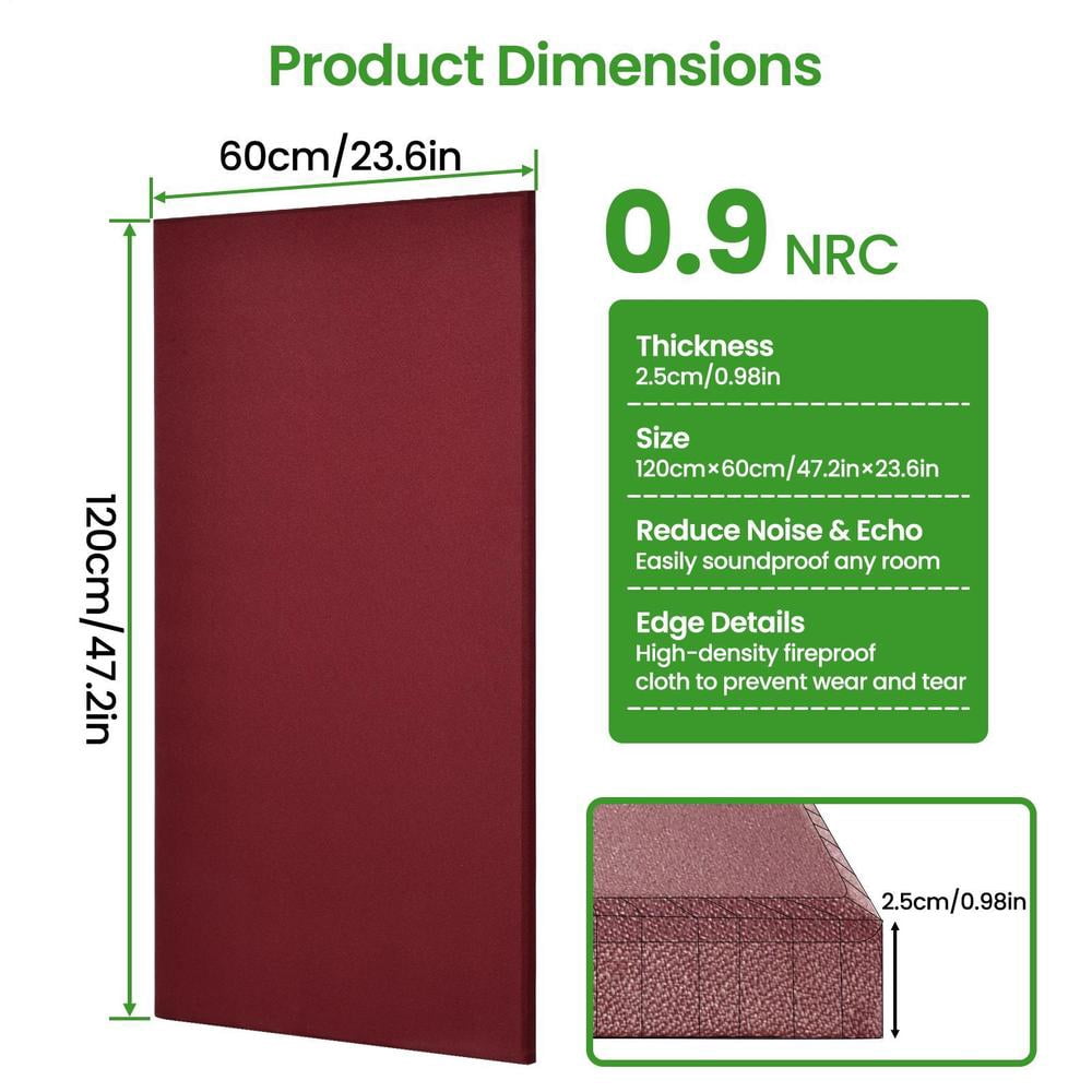 Large Fiberglass Acoustic Panels, 47.2" x 23.6" x 0.98" Sound Proof Panels for Walls, Acoustic Panels Sound Absorbing for Interior Wall Decor for Studios, Living Room, Theater
