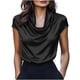 thumbnail image 1 of Camiseta de Manga Corta de Verano para las Mujeres Cuello de Vaca Color Sólido Casual, Camisetas de Manga Corta de las Mujeres Casual Elegante de Uso Diario, 1 of 7