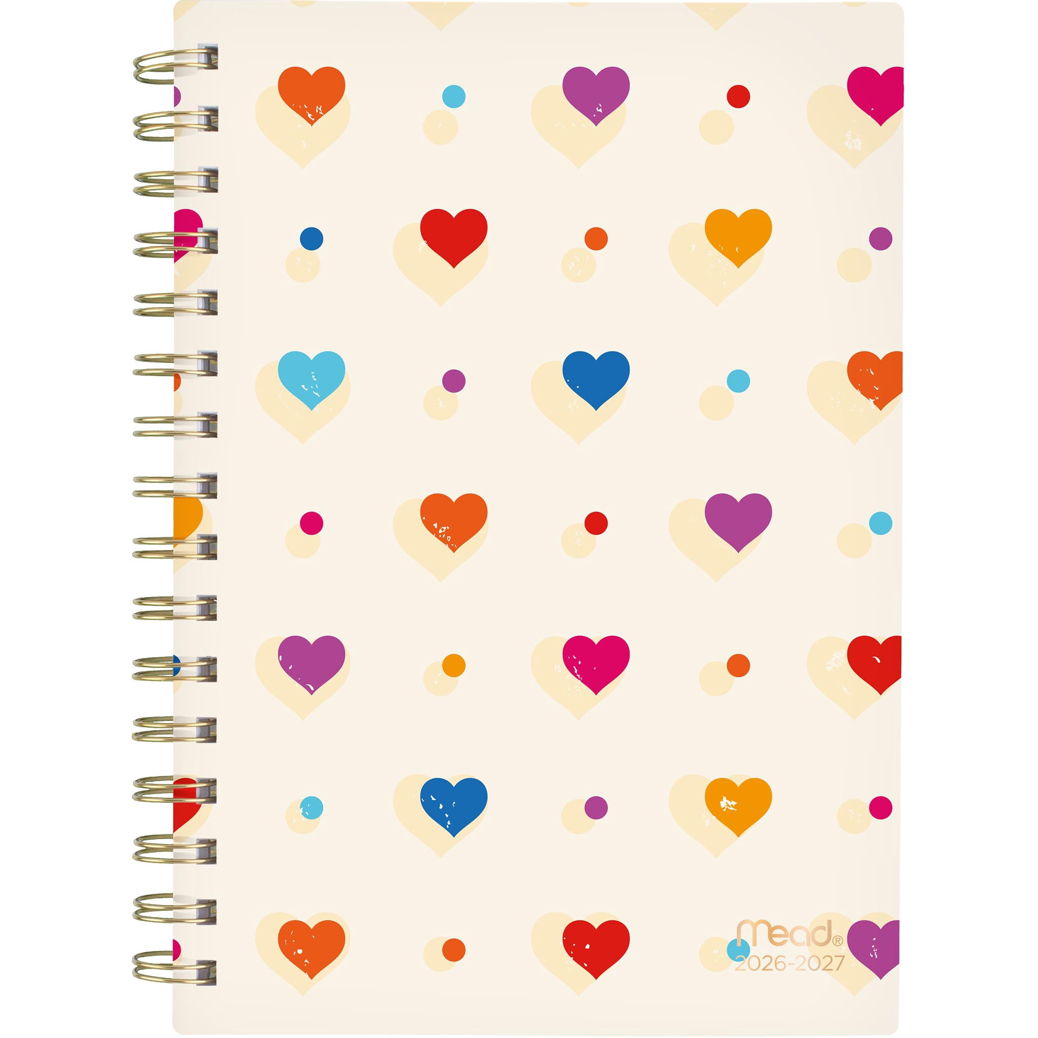 Agenda scolaire hebdomadaire et mensuel format petit Mead® Cœurs colorés 2026‑2027