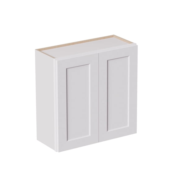 White shaker Solid Wood Double Doors Wall Cabinet 2 Doors and 2 Shelves for Kitchen Storage, Bathroom Storage, Laundry,Adjustable Shelves Ready to Assemble(30"W×12"D×30"H)
