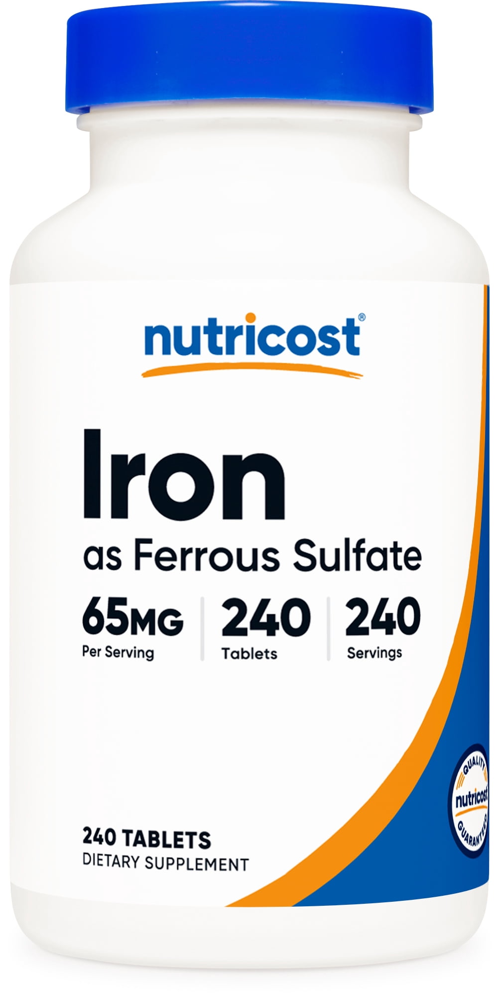 Nutricost Iron (As Ferrous Sulfate) 65mg, 240 Tablets - Non-GMO, Gluten Free Supplement
