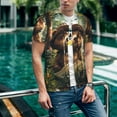thumbnail image 6 of Zufioo Jungle Hat Bear Print Men's Baseball Short Sleeve, Moisture Wicking Button-Down Hip Hop Tee-Large, 6 of 7