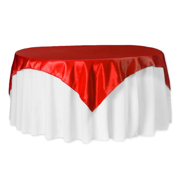 Taffeta Table Overlay Topper Approx. 72"x72" square seamless Square - Red, 1 Piece