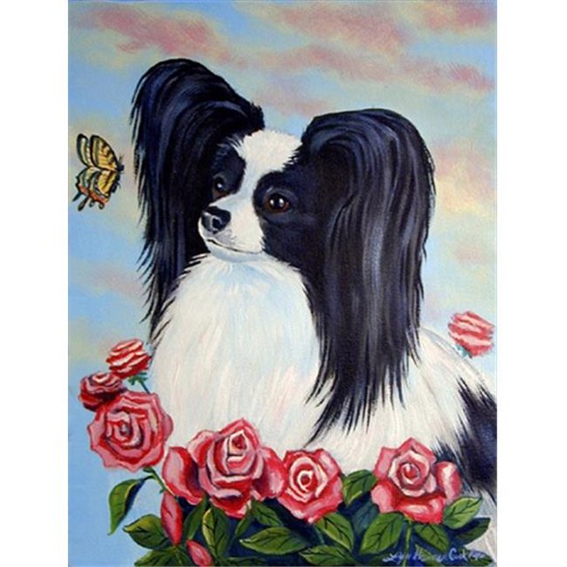 11 x 15 Po Papillon Noir et Blanc en Roses Drapeau Jardin Taille